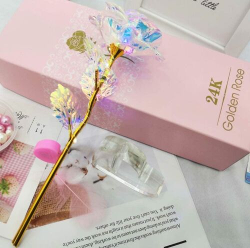 24k Gold Colorful Galaxy Rose Artificial Forever Flower Heart Base Gift Present - 第 1/3 張圖片