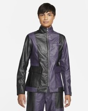 Jordan Classics Capsule 2.0 Faux Leather Biker Jacket Purple Black Medium 12-14