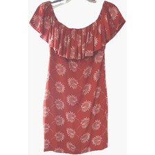 Madewell Smocked Floral Mini Dress Rust Orange Short Sleeve Square Neck Small