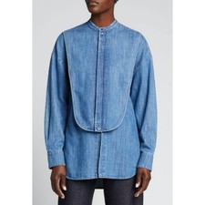 TIBI Light Weight Stone Wash Denim Tuxedo Shirt Women’s Sz. S