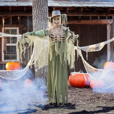 6 Ft Animated Inferno Scarecrow with Flaming Head & Motion Activation