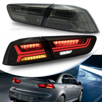 For Mitsubishi Lancer EVO 2008-2017 VLAND Pair Smoked LED Tail Lights Assembly