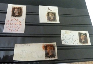 GREAT BRITAIN: 4 PENNY BLACKS ON PIECE
