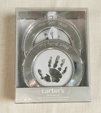 Carter's Baby Hand Foot Print Kit Nontoxic Stamp Pad Silver Keepsakes 2 Piece