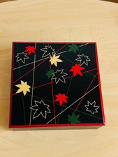 Black Lacquer Box with Autumn Leaves Maki-e, Edge Height, One Tier, Used