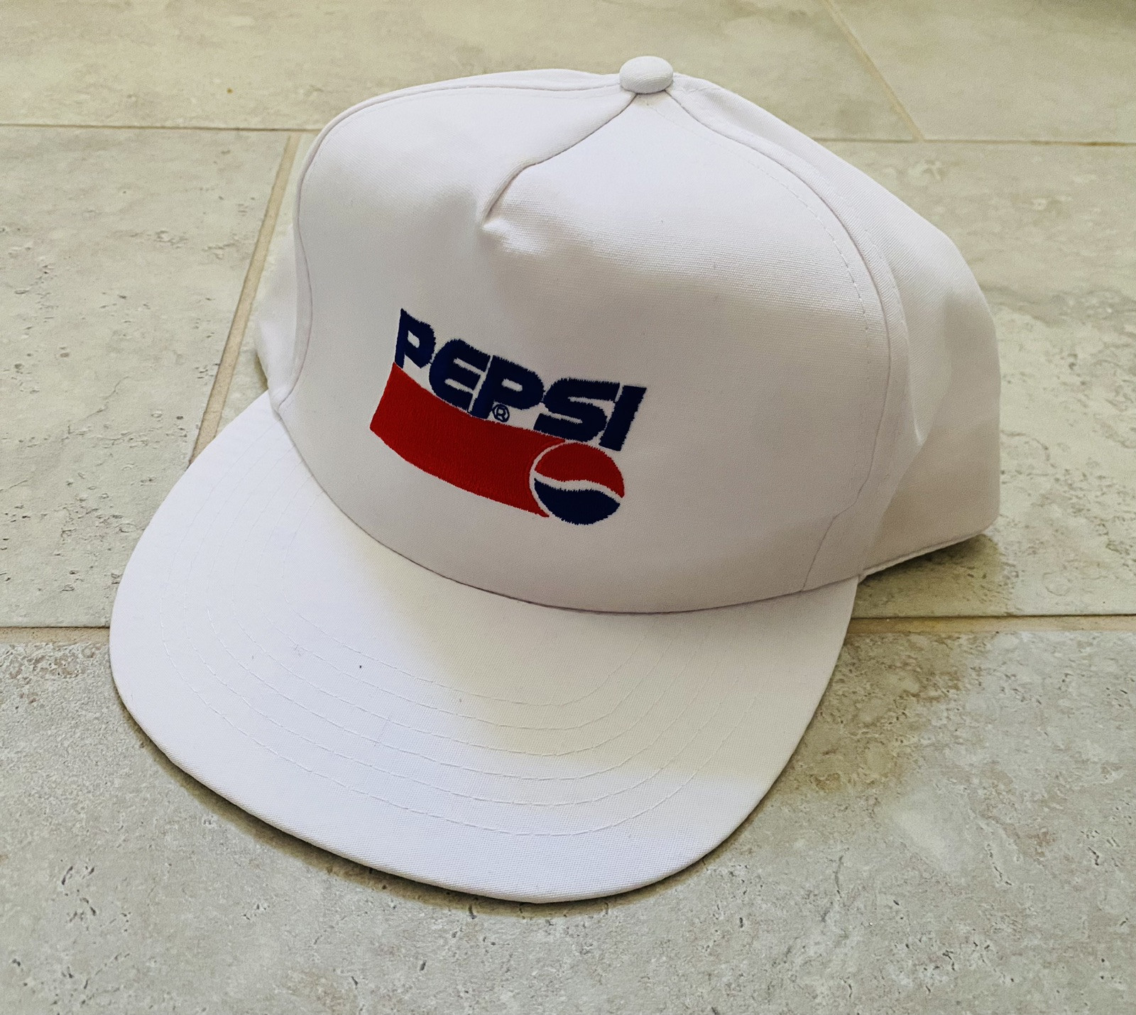 Vintage White PEPSI Logo Snapback Adjustable Hat Embroidered Summer