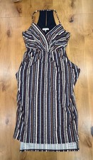 BCBGeneration Stripe Faux Wrap Hi-Low Midi Dress with Pockets Med