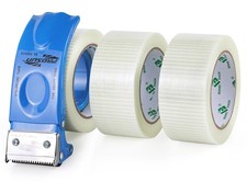 Filament Strapping Tape 3Rolls 2Inch x 30Yds x 5.9Mil Fiberglass Reinforced