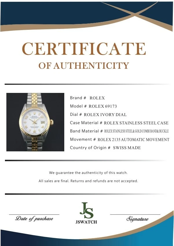 ROLEX OYSTER PERPETUAL REF 69173 CAL 2135 ARABIC NUMERALS WOMEN`S WATCH - Image 2 of 4