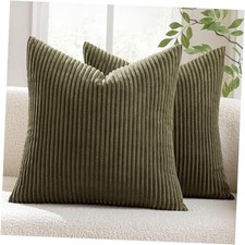 Pack of 2 Pillow Covers Soft Soild 18" x 18" Pack of 2 Olive Green