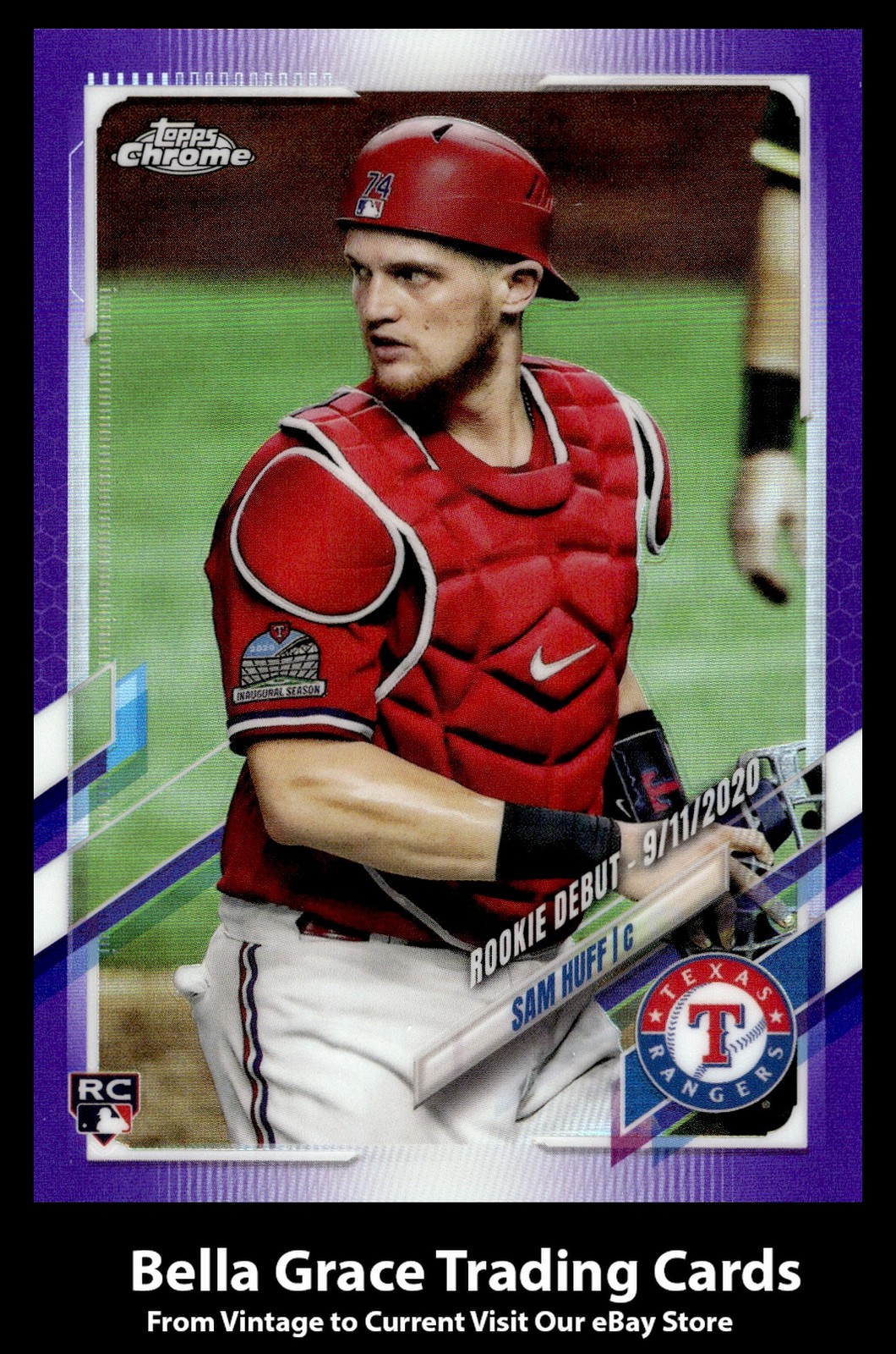 2021 Topps Chrome Update Sam Huff #USC60 Texas Rangers Purple Refractor Rookie