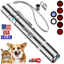 Cat Laser Pointer Toy Dog 7 Adjustable Pattern Long Range Lazer Toy USB Recharge