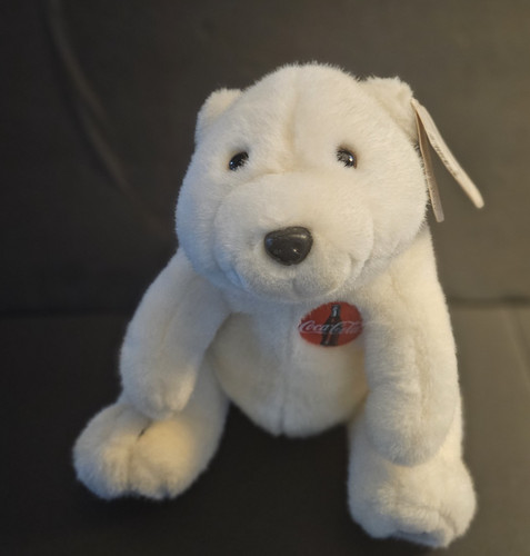 1996 Coca Cola 10" Polar Teddy Bear Plush Stuffed Animal Toy with Ear Tags