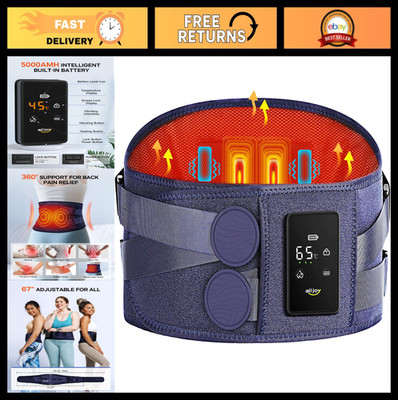 67'' Cordless Heating Pad for Back Pain Relief, Portable Massager, 3 Heat 5 Vibra