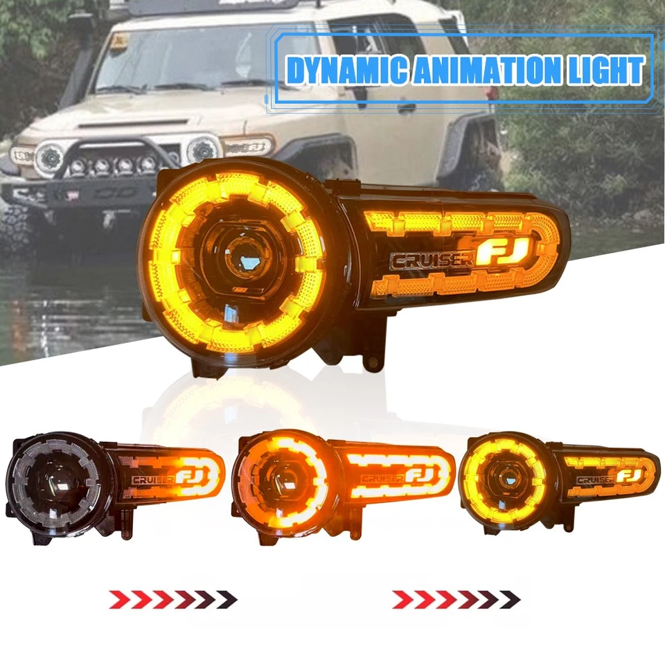 Headlight Set For 2007-2014 Toyota FJ Cruiser LED with Sequential Turn Signal - Imagem 4 de 4