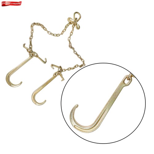 5/16" G70 V-Chain Bridle w/ 15" Large J Hooks, T- Hook & J-Hook w/ Grab Hooks 3 - Picture 5 of 7