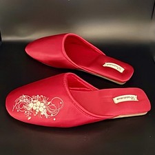 Satin Home Slippers for Women's Non-Slip High-Quality, US 6 EU36-37 Claret
