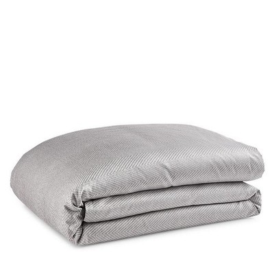 Hudson Park Italian Linens Palermo Yarn Dye KING Duvet Cover SILVER $545