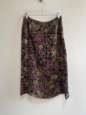 VTG 90s Charter Club Midi Skirt Womens 10 Purple Green Floral Fairy Grunge