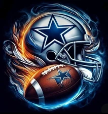 2 Dallas Cowboys Flames Helmet Design Waterproof Vinyl STICKERS 4.25x4 Decals