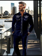 Men's Outfit 2 Piece Set Shirt  Pants Suit PLUS SIZE BIG 6XL