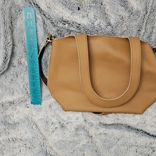 Tan Satchel Top Handle Bag Medium Solid Matte Zip Detachable Adjustable Strap