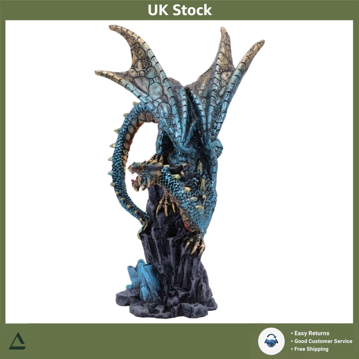 Majestic Blue Dragon Roar Figurine Hand-Painted Polyresin 9.5x7x13.5cm
