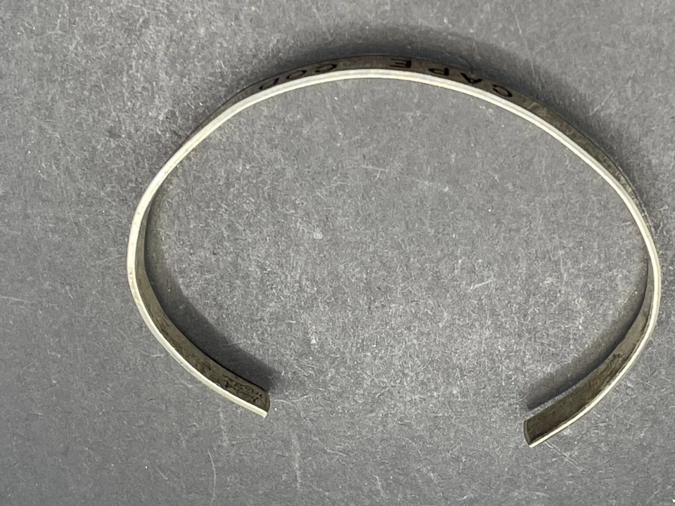 Vtg Handmade Signed Engraved Cape Cod Sterling Silver 925 Cuff Bracelet - Image 4 of 4