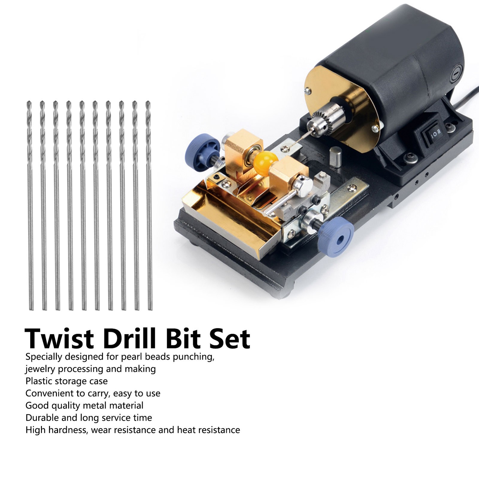10Pcs Twist Drill Bit Small Straight Shank Pearl Drilling Machine Tools Hardware