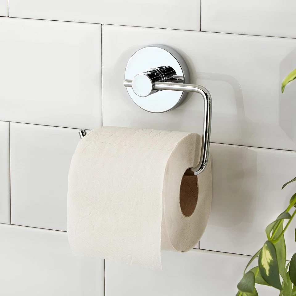 WENKO Porte Papier Toilette Mural Autocollant Chrome Milazzo - Photo 2/4