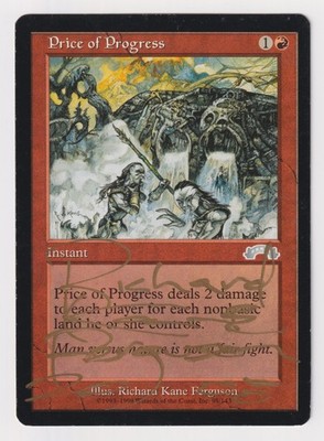 Gold Signed Price of Progress HP/DMG Exodus Artist Richard Kane Ferguson MTG EDH