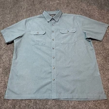 Croft Barrow Shirt Mens Extra Large Blue Button Up Collared Pockets Quick Dry