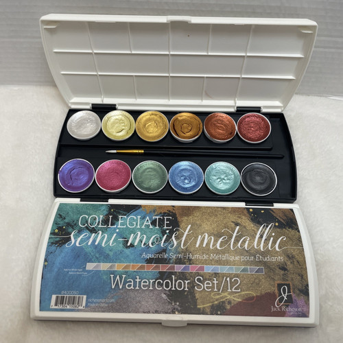 Lot of 2 Jack Richeson Collegiate Semi Moist Metallic Watercolor Paint Set of 12