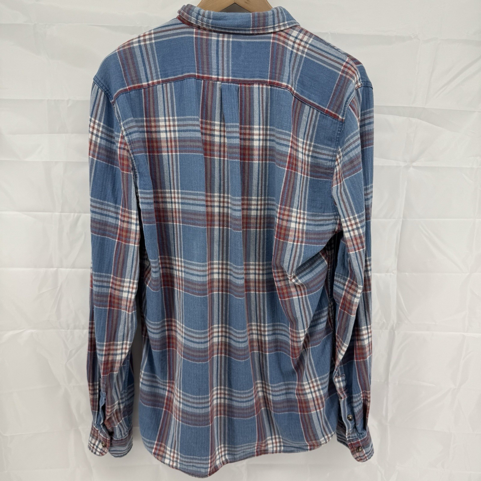 Marine Layer Blue Red Button Down Multi Plaid Lon… - image 5