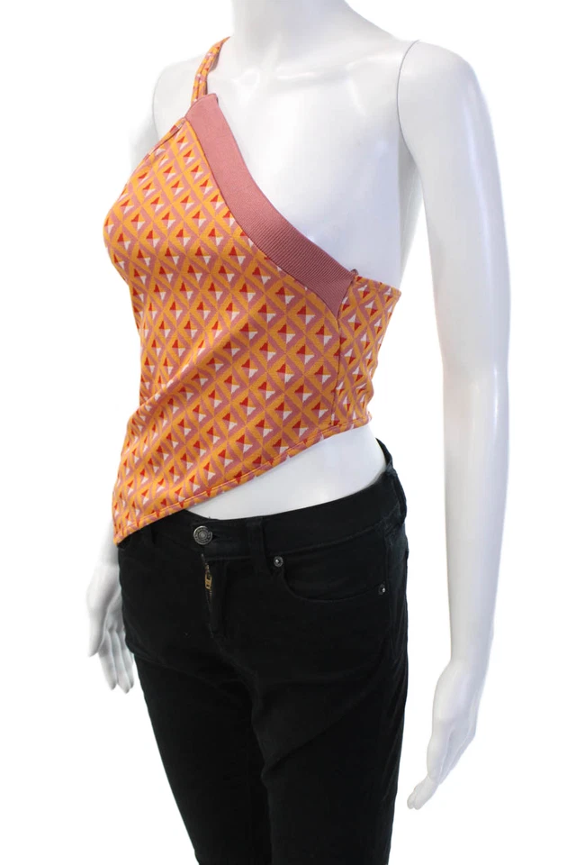 Camiseta sin mangas corta Zara para mujer naranja mezcla de algodón azteca cremallera talla L Foto 2 de 4