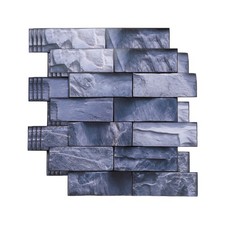 5Pcs 10.6"x10.6" Peel and Stick Backsplash Stone Tile Sticker, Black Silver Gray