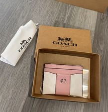 NWT COACH CBD80 Slim ID Card Case in Signature Pink white
