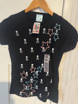 New With Tags 2006 Loungefly Skull Stars Shirt Size Small Emo Goth