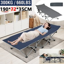 Camping Cot Heavy-Duty Portable Single Bed Folding Sleeping Bed w/ Bag 190x72cm