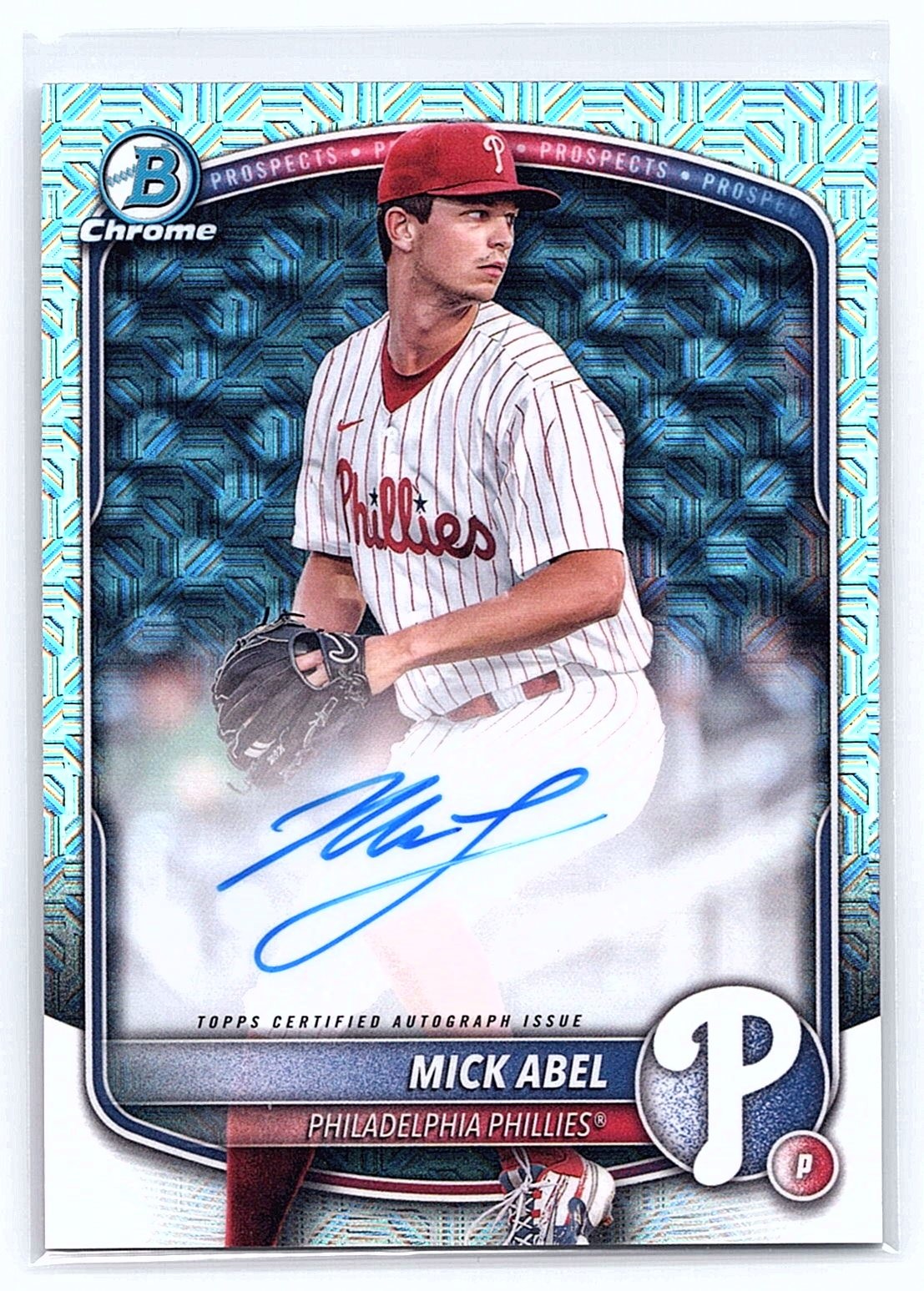 2025 Bowman #BMA-MA Mick Abel Chrome Prospects Mega Autographs Mojo Refractor