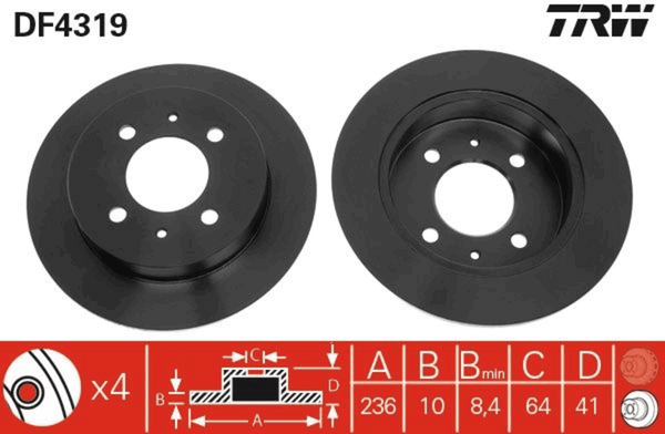 2X Bremsscheibe Hinterachse FüR Mitsubishi Carisma Stufenheck Colt IV Lancer V-image
