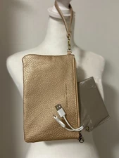 Adrienne Vittadini Gold Portable Charging Wristlet or Wallet
