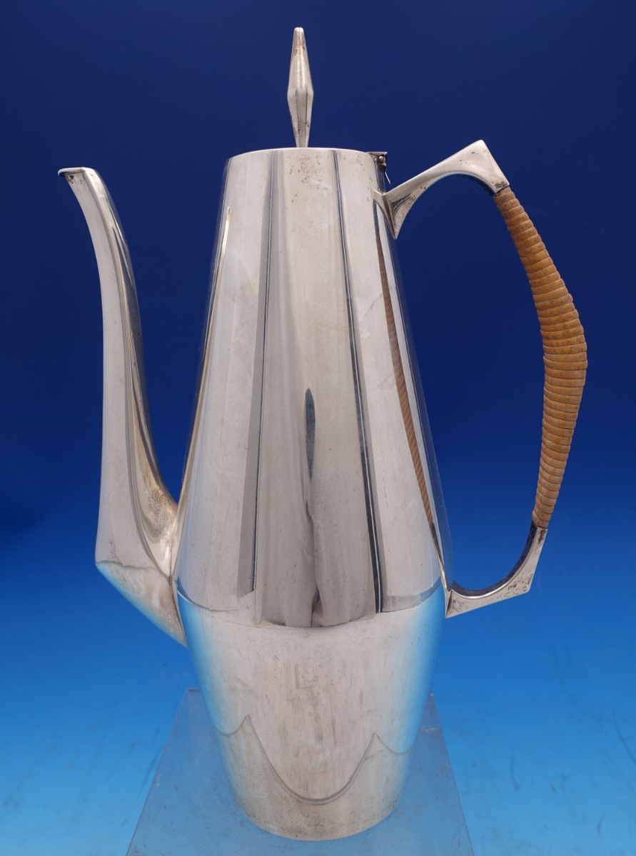 Diamond by Reed and Barton Sterling Tea Set 4pc with Rattan