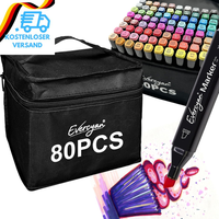 80 Alkohol Marker Set Mit Gitter, Doppelspitziges Farben Alkoholmarker Mit Tragb