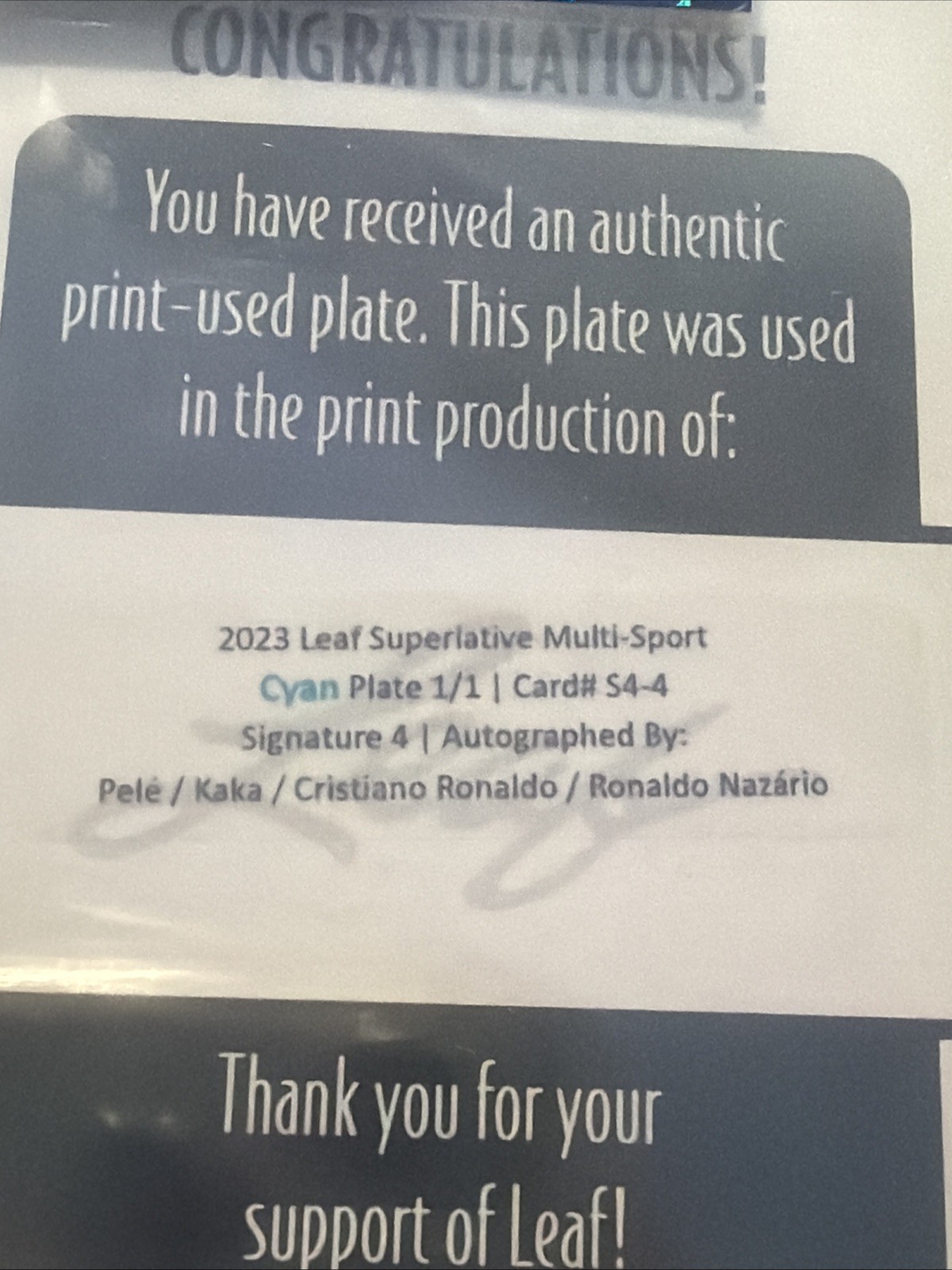 2023 Leaf Printing Plate Cristiano Ronaldo Pele 1/1 BAS7.5/9 AUTO eBay Authent view 3