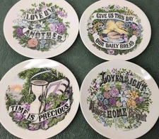 Currier & Ives Decorative Plate Set Of 4 Give Us This Day Time Is Precious Love