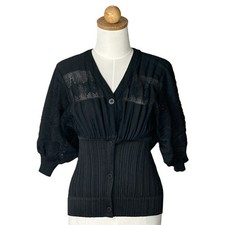 ISSEY MIYAKE PLEATS PLEASE Cardigan PP81-JJ583 Black Size 3 Ladies B Rank F/S fr