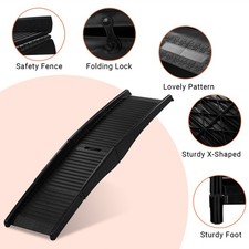 Portable Dog Ramp Folding Non-Slip Pet Ramp Stairs Step Ladder for SUV Car,Black