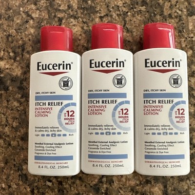 3 Pack Itch Relief Intensive Calming Lotion  8.4 Oz By Eucerin, Exp 10/2026