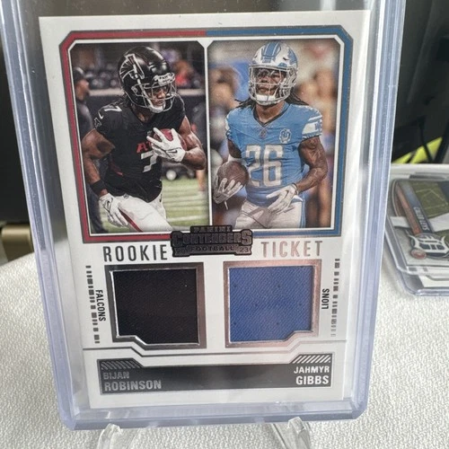 2023 Contenders Jahmyr Gibbs Bijan Robinson Rookie Ticket Jersey Dual Patch